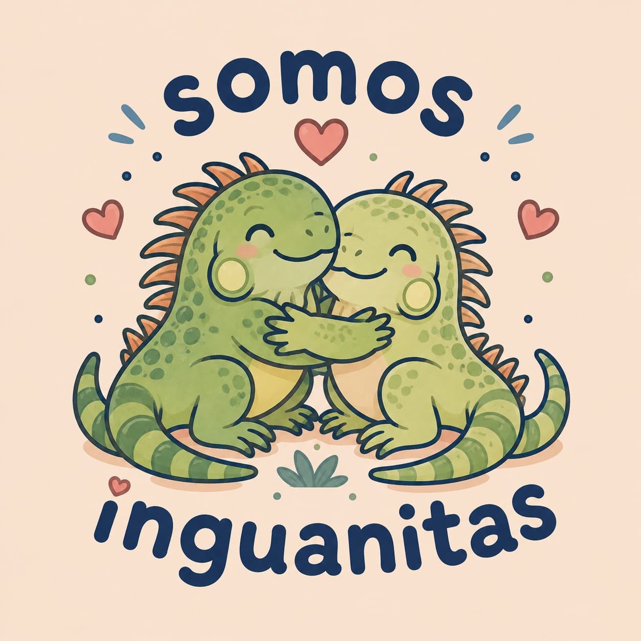 Concept art of two iguanas hugging