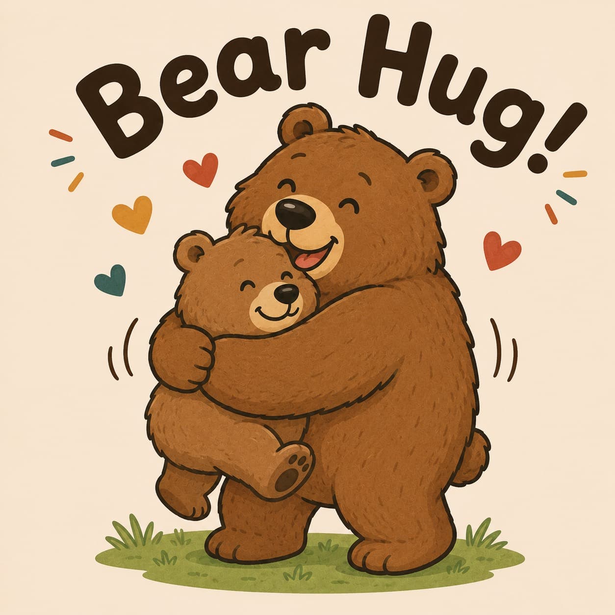 Concept art of a parent bear hugging a child bear
